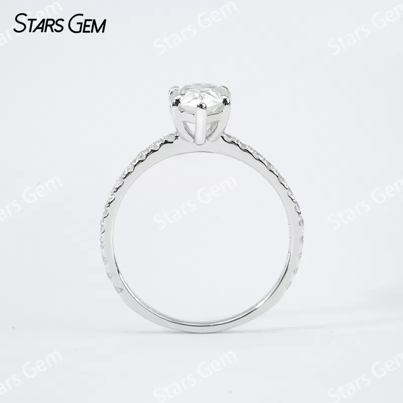 6×9mm Pear Cut Moissanite S925 Sterling Silver Pave Engagement Ring