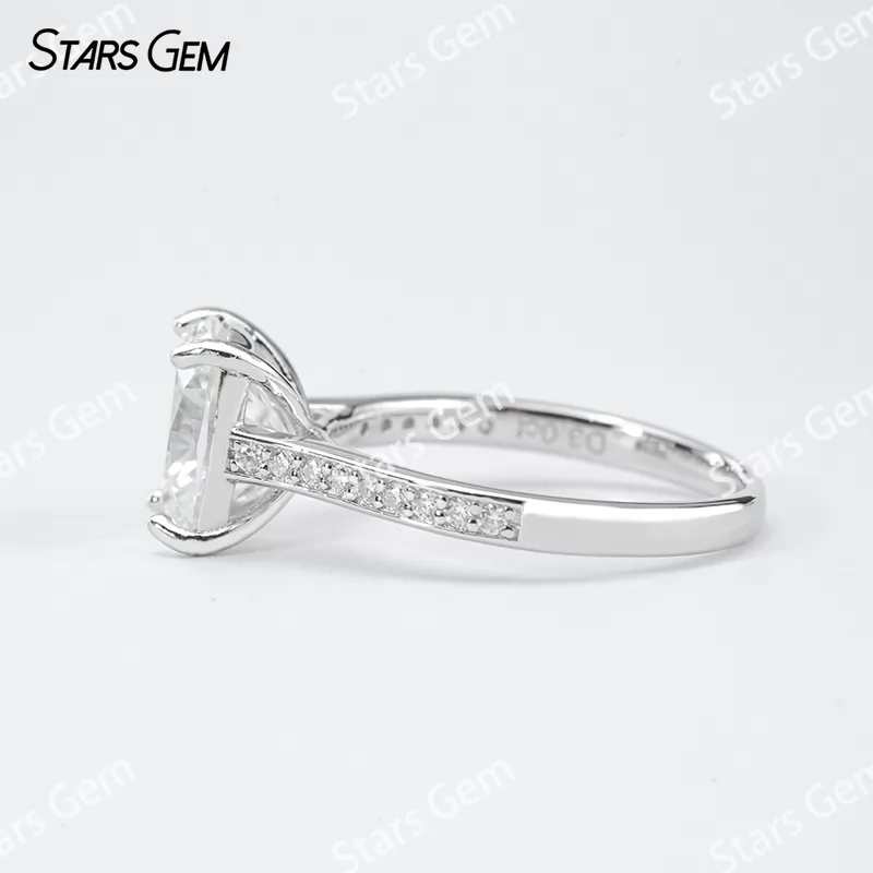 7×9mm Cushion Cut Moissanite S925 Sterling Silver Pave Engagement Ring