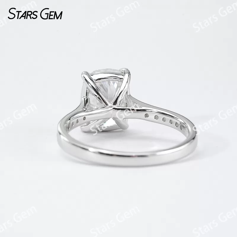 7×9mm Cushion Cut Moissanite S925 Sterling Silver Pave Engagement Ring