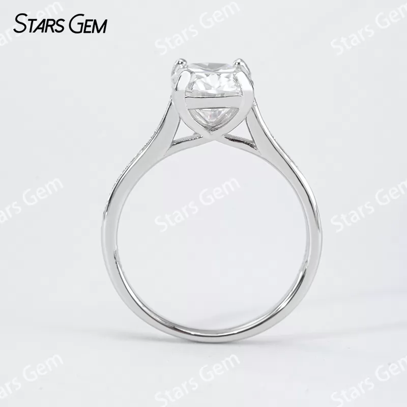 7×9mm Cushion Cut Moissanite S925 Sterling Silver Pave Engagement Ring