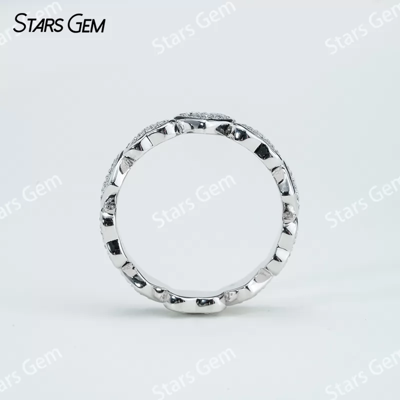 1mm Round Brilliant Cut Moissanite S925 Sterling Silver Heart Shape Design Diamond Eternity Ring