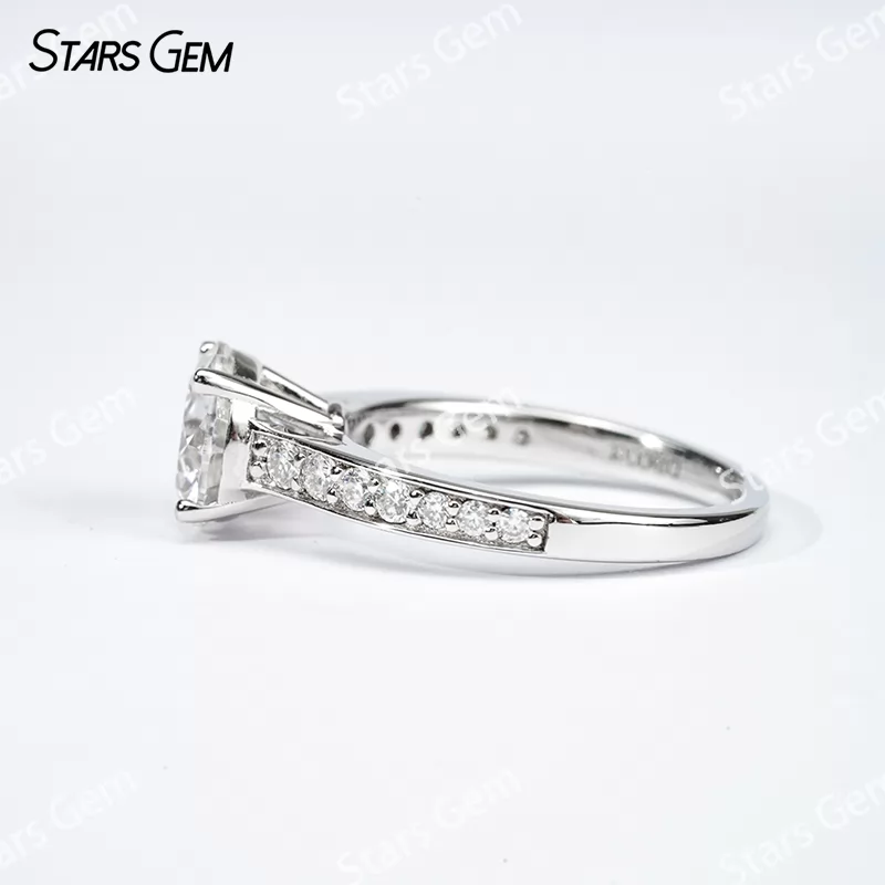 8mm Round Brilliant Cut Moissanite S925 Sterling Silver Channel Set Engagement Ring