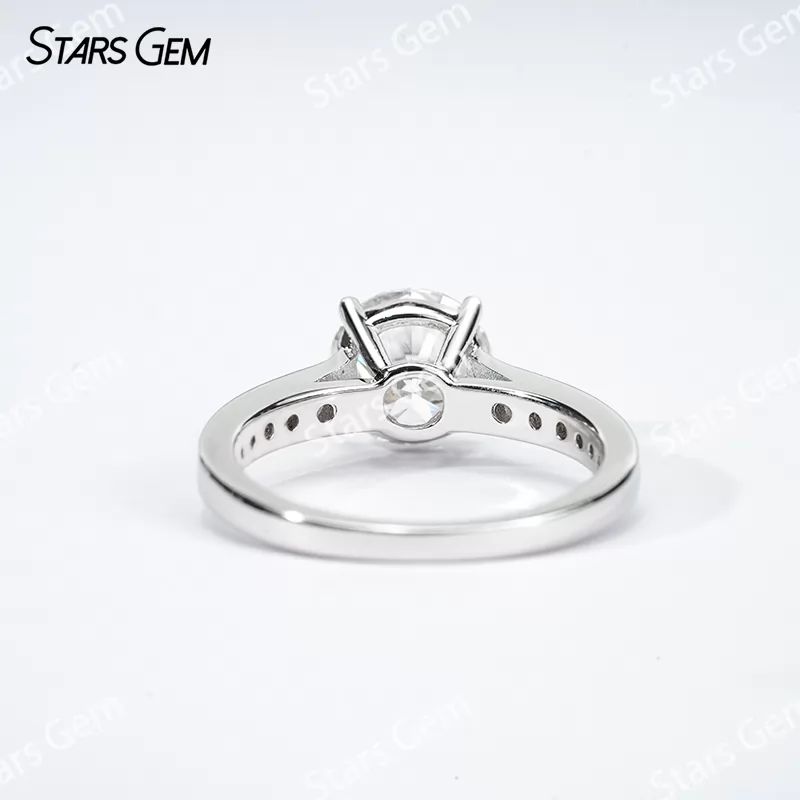 8mm Round Brilliant Cut Moissanite S925 Sterling Silver Channel Set Engagement Ring