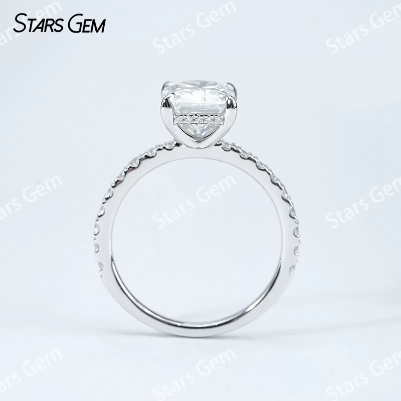 8×10mm Octagon Emerald Cut & Radiant Cut Moissanite S925 Sterling Silver Pave Engagement Ring
