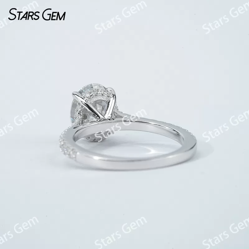 7×9mm & 8×10mm Oval Cut Moissanite S925 Sterling Silver Pave Engagement Ring