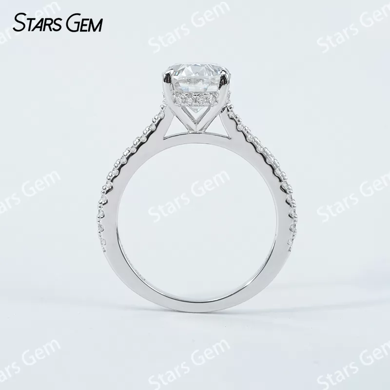7×9mm & 8×10mm Oval Cut Moissanite S925 Sterling Silver Pave Engagement Ring