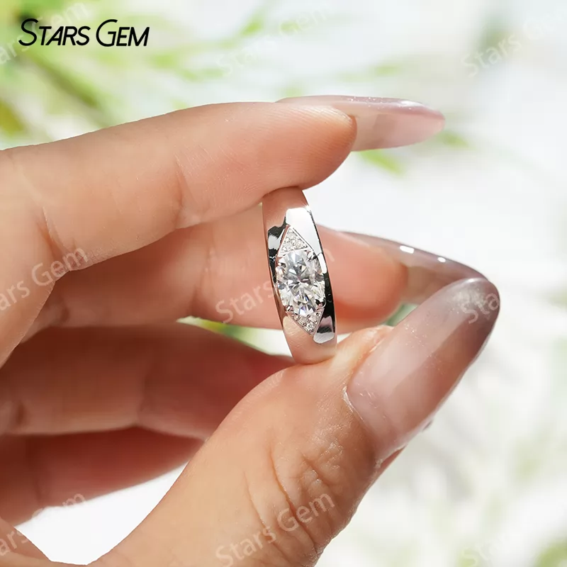 5×7mm Oval Cut Moissanite With Side Moissanite S925 Sterling Silver Engagement Ring