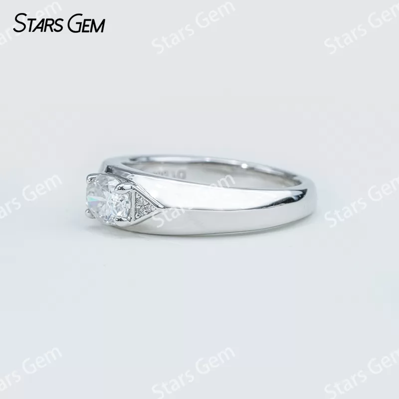 5×7mm Oval Cut Moissanite With Side Moissanite S925 Sterling Silver Engagement Ring