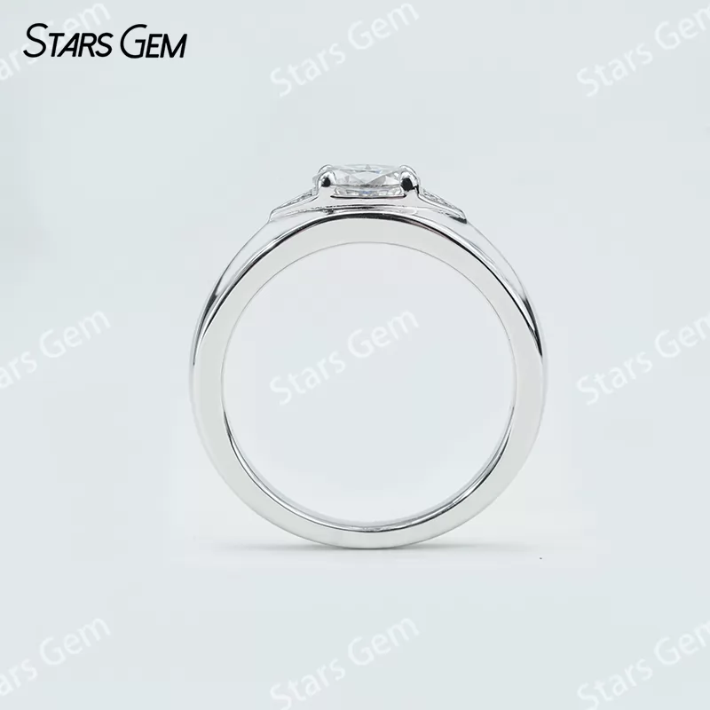 5×7mm Oval Cut Moissanite With Side Moissanite S925 Sterling Silver Engagement Ring