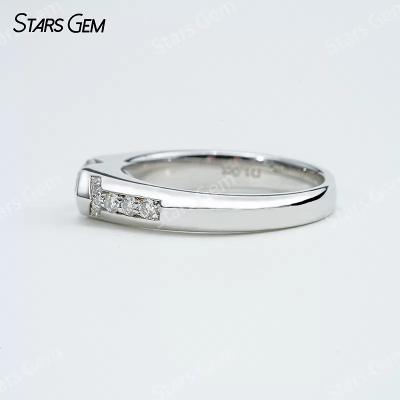 5×10mm Marquise Cut Moissanite S925 Sterling Silver Pave Engagement Ring