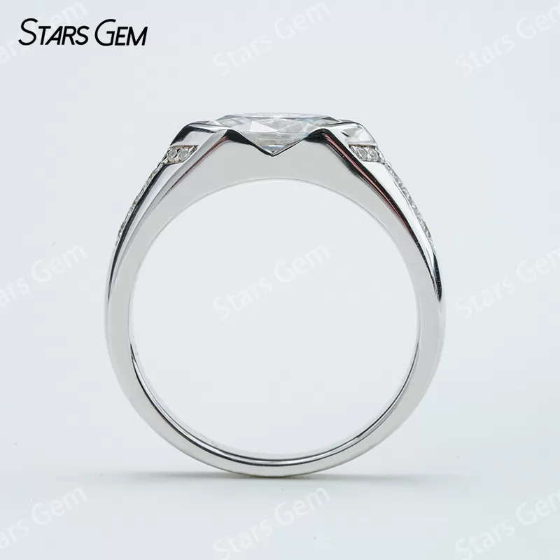 5×10mm Marquise Cut Moissanite S925 Sterling Silver Pave Engagement Ring