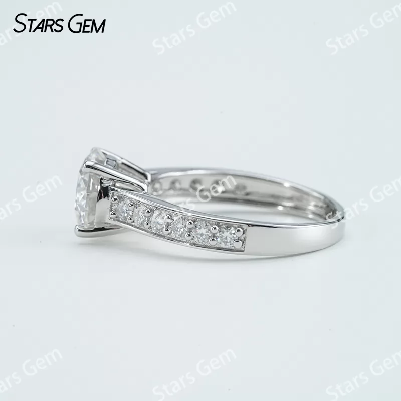 8mm Round Brilliant Cut Moissanite S925 Sterling Silver Channel Set Engagement Ring