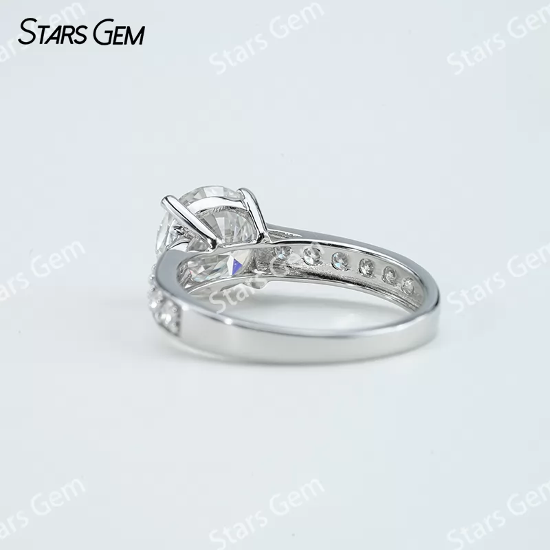 8mm Round Brilliant Cut Moissanite S925 Sterling Silver Channel Set Engagement Ring
