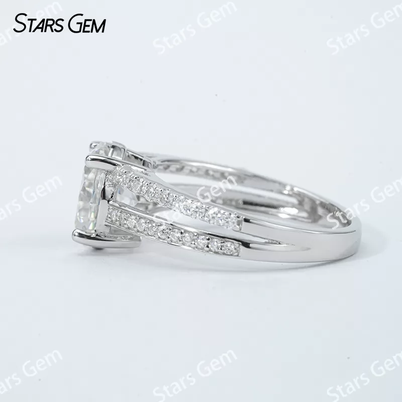 7×9mm Oval Cut Moissanite S925 Sterling Silver Pave Engagement Ring