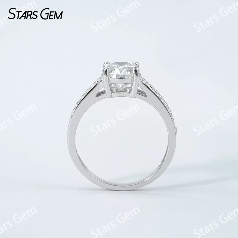 7×9mm Oval Cut Moissanite S925 Sterling Silver Pave Engagement Ring