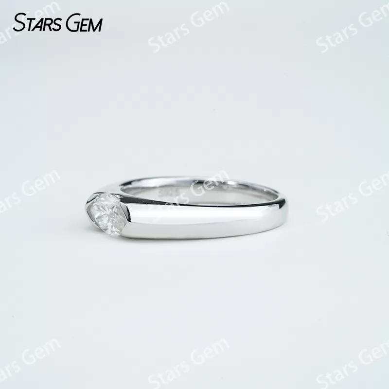 5×10mm Marquise Cut Moissanite S925 Sterling Silver Solitaire Engagement Ring
