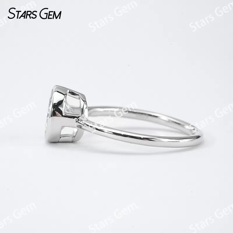 6.5mm & 8mm Round Brilliant Cut Moissanite S925 Sterling Silver Solitaire Engagement Ring