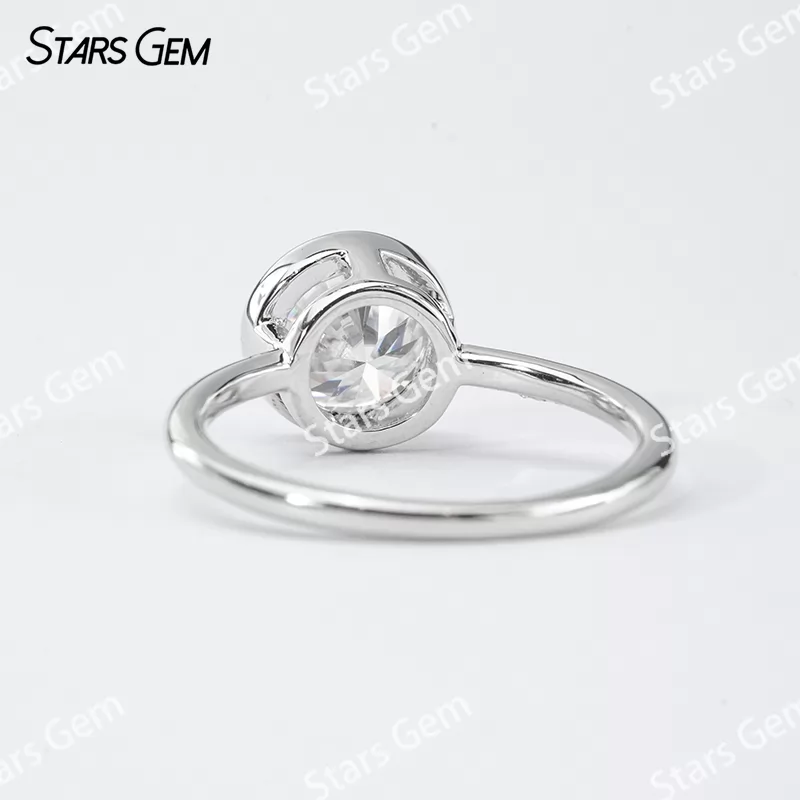 6.5mm & 8mm Round Brilliant Cut Moissanite S925 Sterling Silver Solitaire Engagement Ring