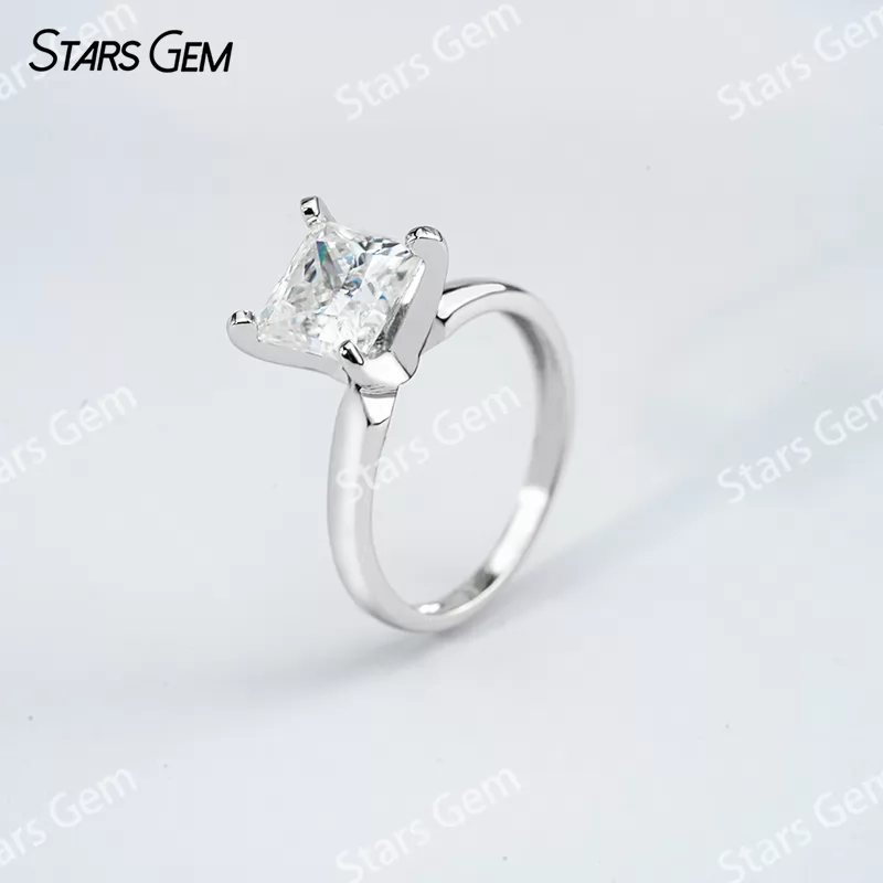 7×7mm Princess Cut Moissanite S925 Sterling Silver Solitaire Engagement Ring
