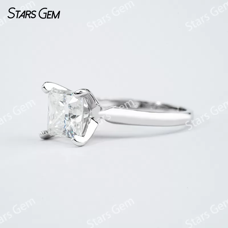7×7mm Princess Cut Moissanite S925 Sterling Silver Solitaire Engagement Ring