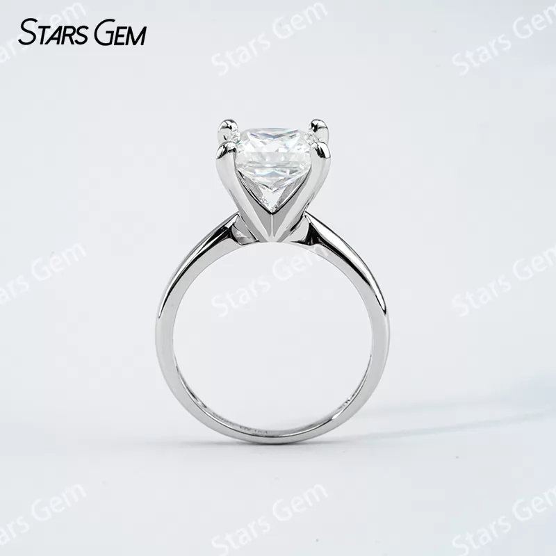 7×7mm Princess Cut Moissanite S925 Sterling Silver Solitaire Engagement Ring