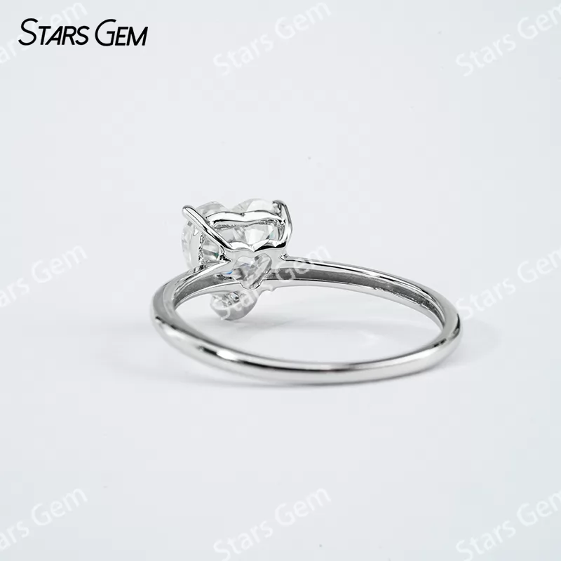7×7mm Heart Cut Moissanite S925 Sterling Silver Solitaire Engagement Ring