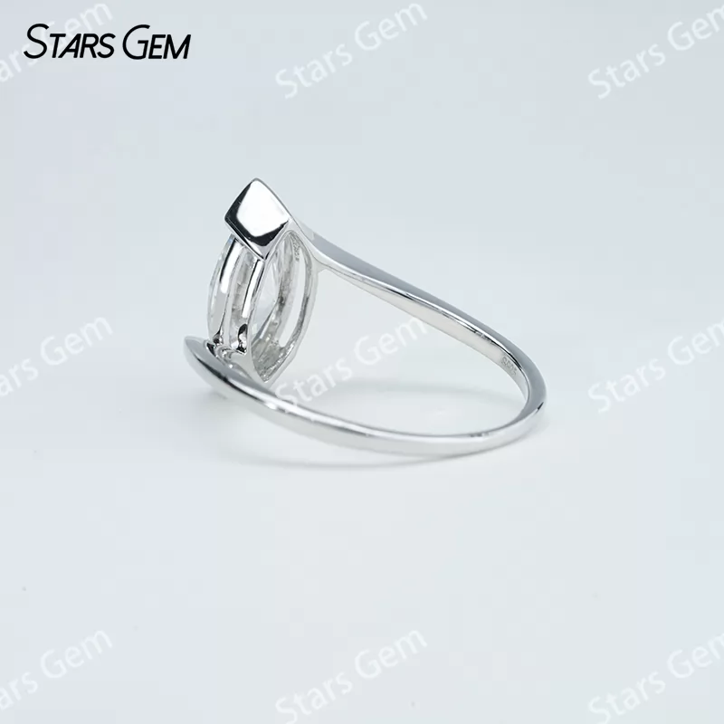 5×10mm Marquise Cut Moissanite S925 Sterling Silver Solitaire Engagement Ring