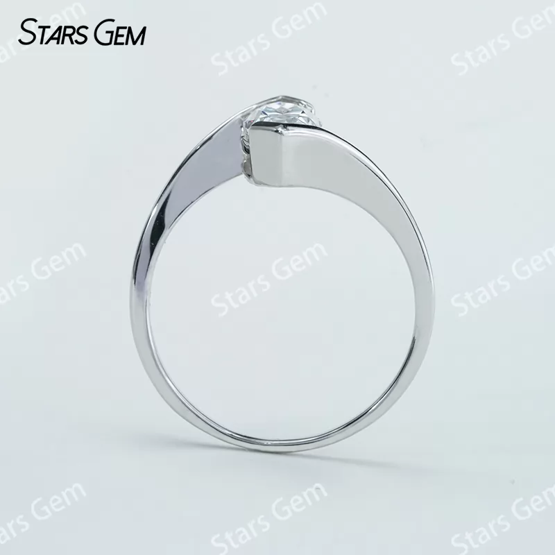 5×10mm Marquise Cut Moissanite S925 Sterling Silver Solitaire Engagement Ring