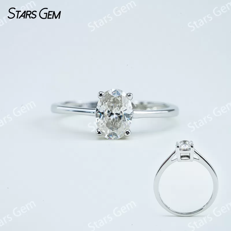 5×7mm Oval Cut Moissanite S925 Sterling Silver Solitaire Engagement Ring