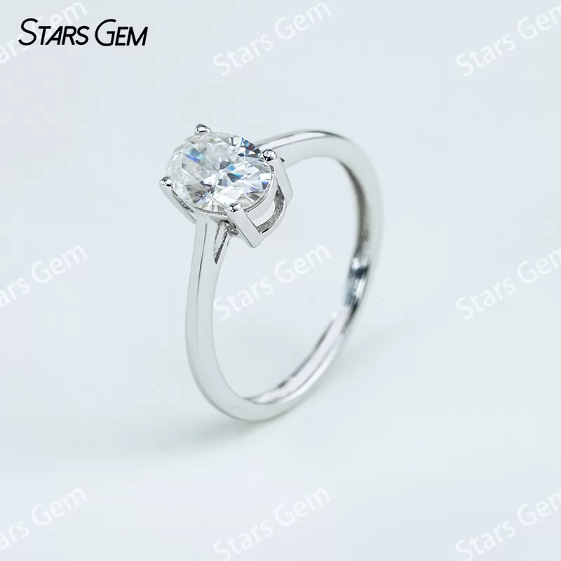 5×7mm Oval Cut Moissanite S925 Sterling Silver Solitaire Engagement Ring