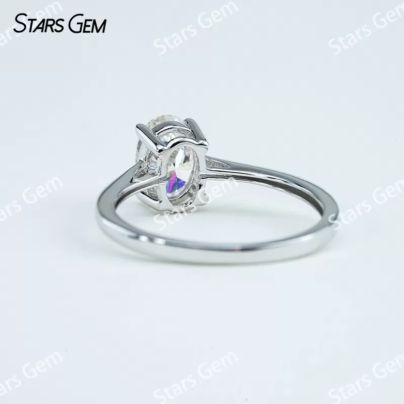 5×7mm Oval Cut Moissanite S925 Sterling Silver Solitaire Engagement Ring