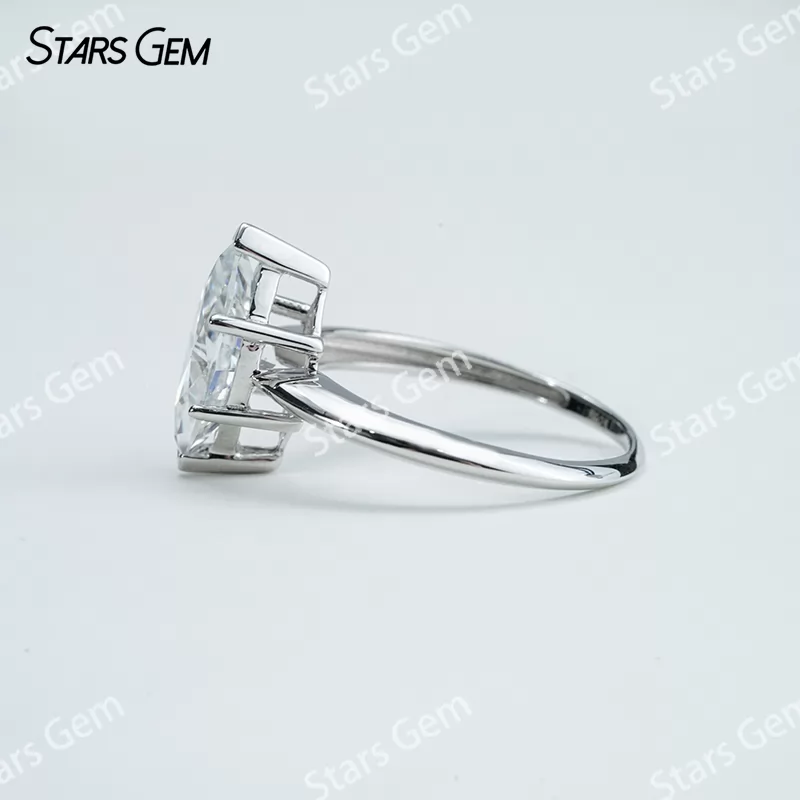 6×12mm Marquise Cut Moissanite S925 Sterling Silver Solitaire Engagement Ring