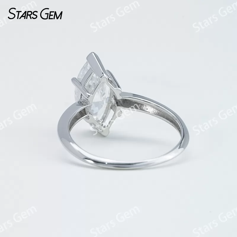 6×12mm Marquise Cut Moissanite S925 Sterling Silver Solitaire Engagement Ring