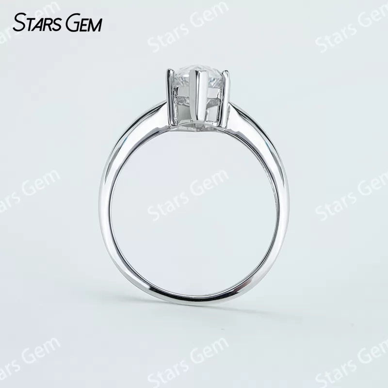6×12mm Marquise Cut Moissanite S925 Sterling Silver Solitaire Engagement Ring
