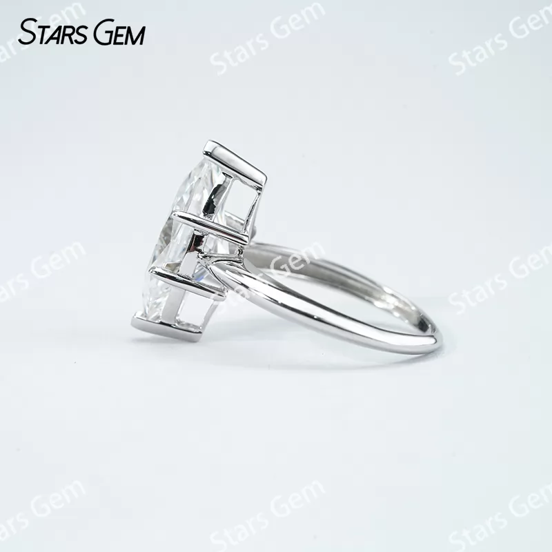 7×14mm Marquise Cut Moissanite S925 Sterling Silver Solitaire Engagement Ring