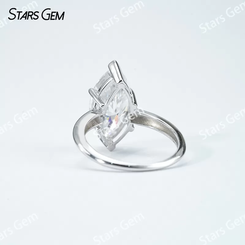 7×14mm Marquise Cut Moissanite S925 Sterling Silver Solitaire Engagement Ring
