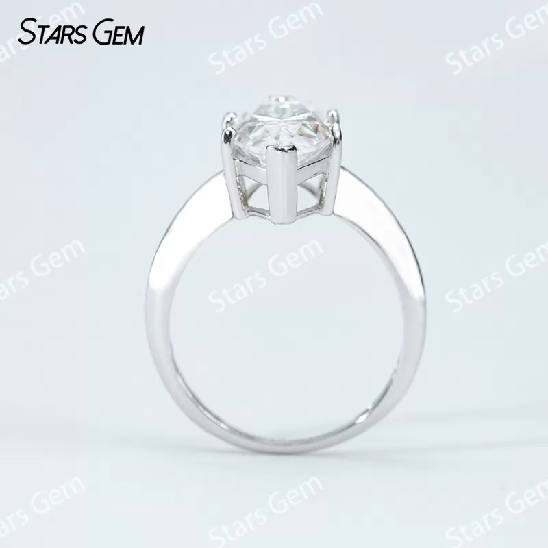 7×14mm Marquise Cut Moissanite S925 Sterling Silver Solitaire Engagement Ring