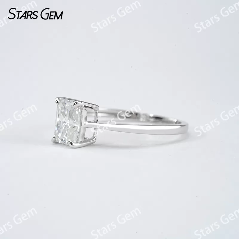 5×7mm Radiant Cut Moissanite S925 Sterling Silver Solitaire Engagement Ring
