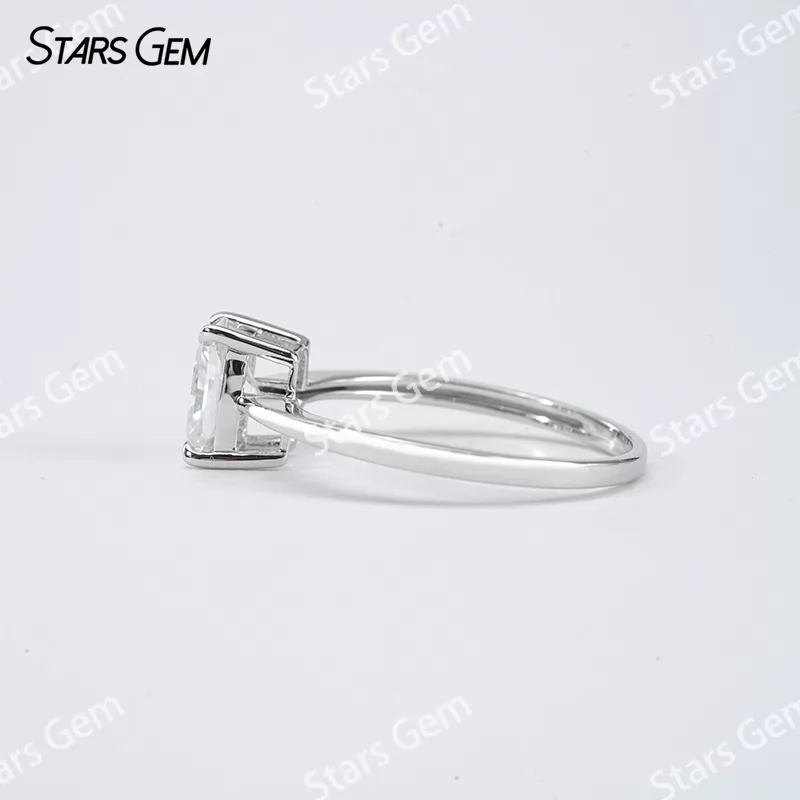 5×7mm Radiant Cut Moissanite S925 Sterling Silver Solitaire Engagement Ring