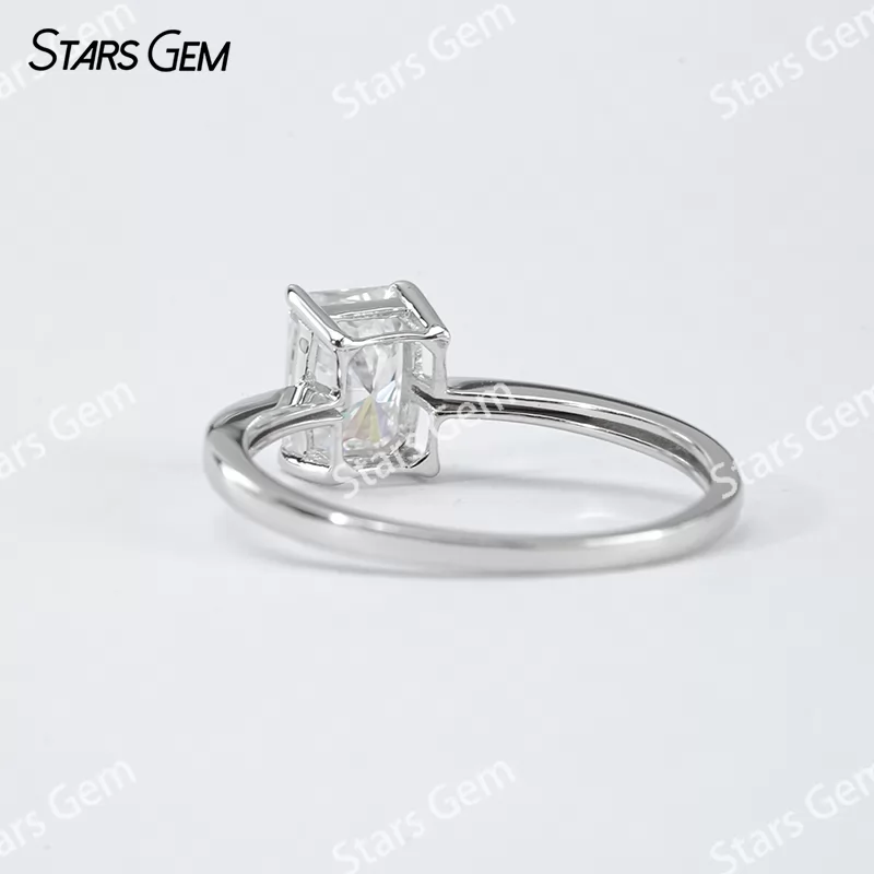 5×7mm Radiant Cut Moissanite S925 Sterling Silver Solitaire Engagement Ring