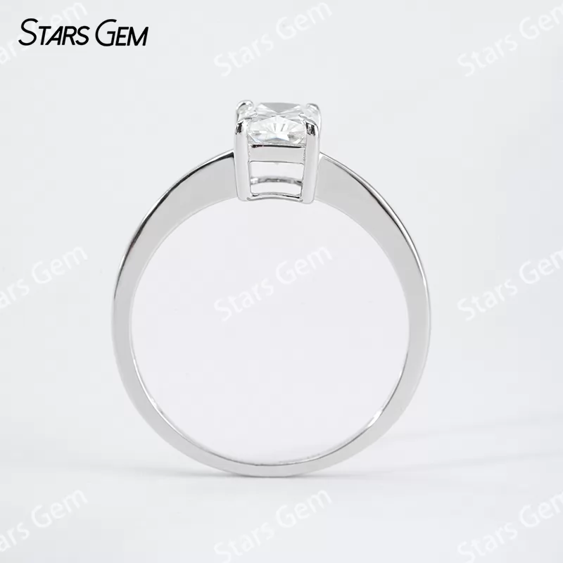 5×7mm Radiant Cut Moissanite S925 Sterling Silver Solitaire Engagement Ring