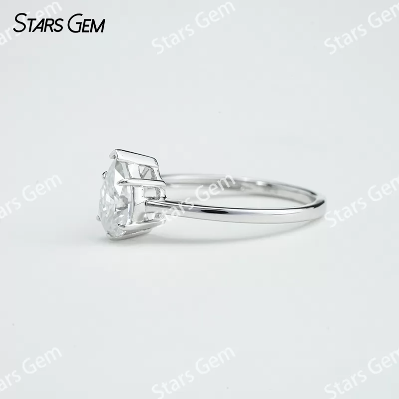 5×8mm Pear Cut Moissanite S925 Sterling Silver Solitaire Engagement Ring
