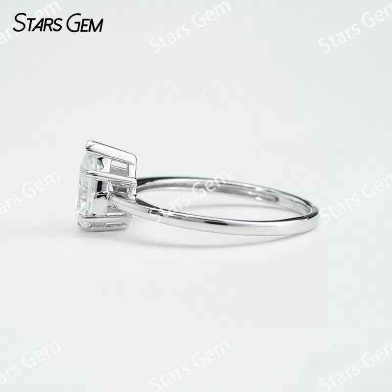 5×8mm Pear Cut Moissanite S925 Sterling Silver Solitaire Engagement Ring