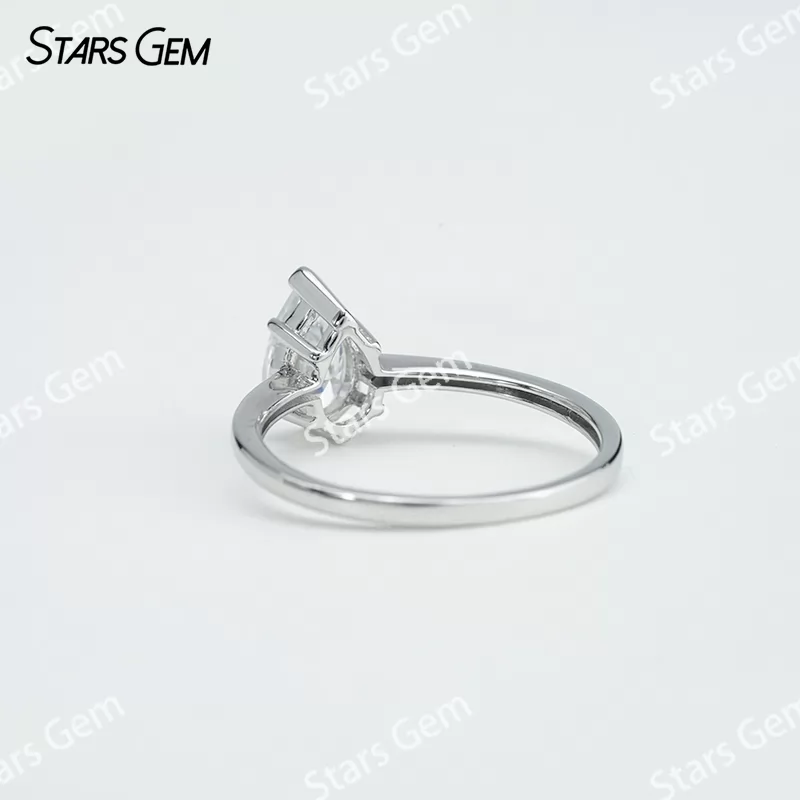 5×8mm Pear Cut Moissanite S925 Sterling Silver Solitaire Engagement Ring