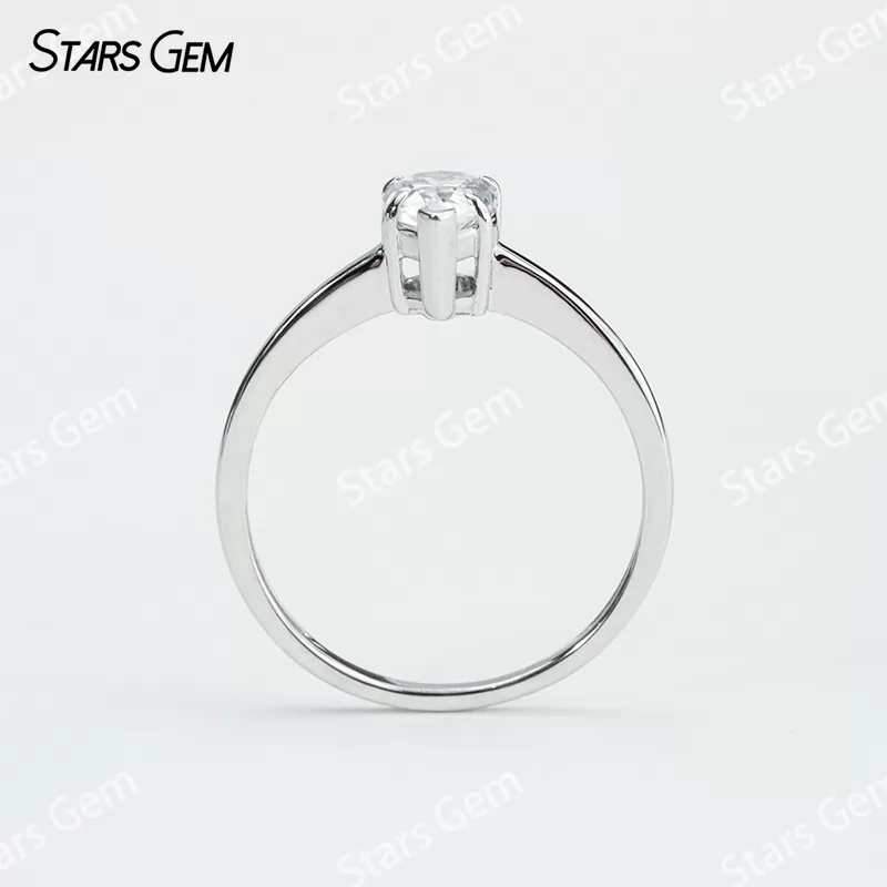 5×8mm Pear Cut Moissanite S925 Sterling Silver Solitaire Engagement Ring