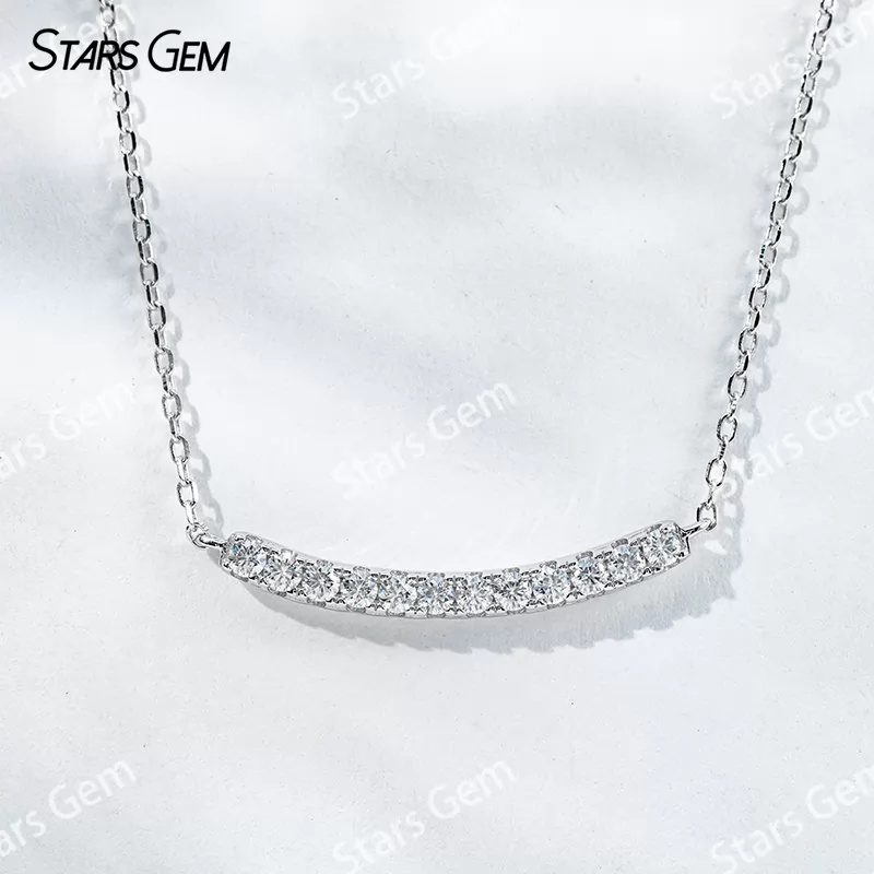 2mm Round Brilliant Cut Moissanite S925 Sterling Silver Diamond Pendant Necklace