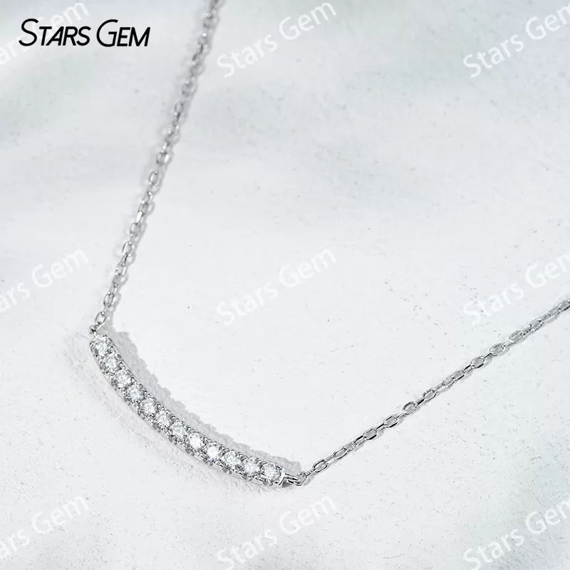 2mm Round Brilliant Cut Moissanite S925 Sterling Silver Diamond Pendant Necklace