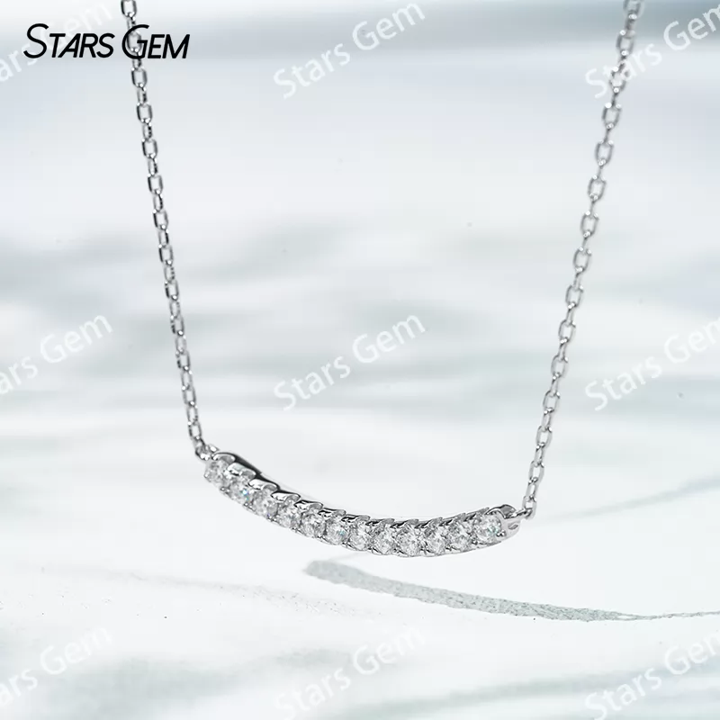 2mm Round Brilliant Cut Moissanite S925 Sterling Silver Diamond Pendant Necklace