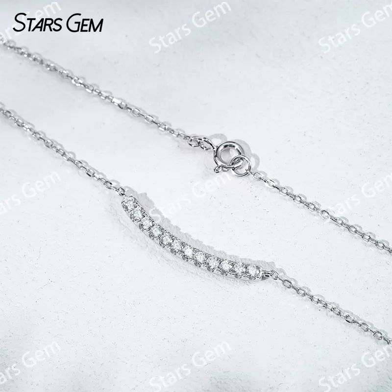 2mm Round Brilliant Cut Moissanite S925 Sterling Silver Diamond Pendant Necklace