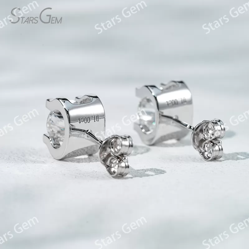 4mm & 5mm & 6.5mm Round Brilliant Cut Moissanite S925 Sterling Silver Diamond Stud Earrings